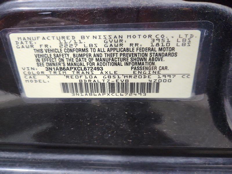 2012 Nissan Sentra მანქანა იყიდება აუქციონზე, vin: 3N1AB6APXCL672493, აუქციონის ნომერი: 53455406