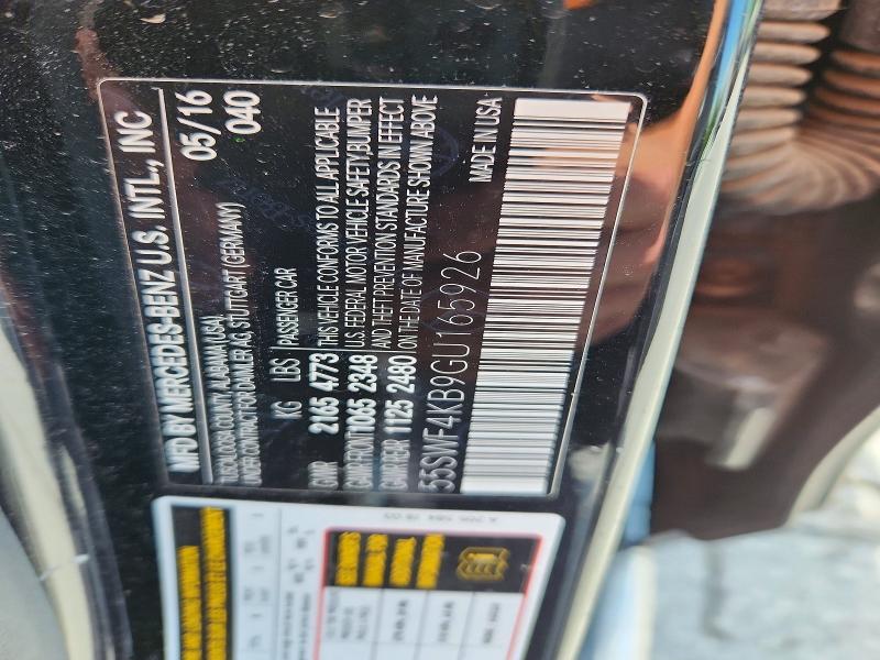 52927516 :رقم المزاد ، 55SWF4KB9GU165926 vin ، 2016 Mercedes-benz C مزاد بيع