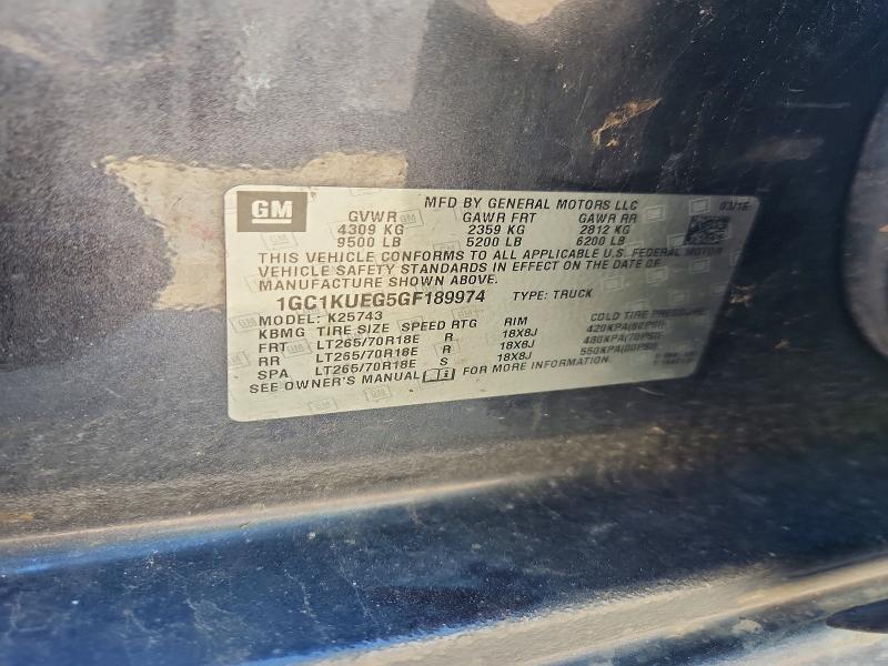 Aukcja sprzedaży 2016 Chevrolet Silverado, vin: 1GC1KUEG5GF189974, numer aukcji: 54713936