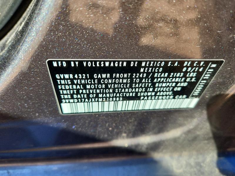 Продаж на аукціоні авто 2015 Volkswagen Jetta, vin: 3VWD17AJXFM210963, номер лоту: 55383576