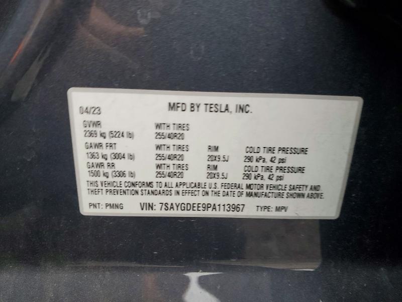 Продажа на аукционе авто 2023 Tesla Model Y, vin: 7SAYGDEE9PA113967, номер лота: 53127446