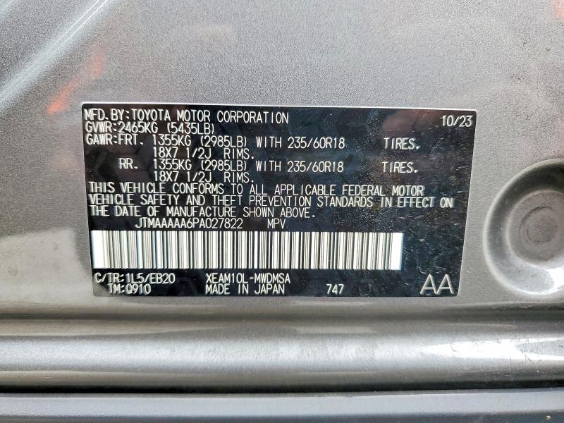 53456346 :رقم المزاد ، JTMAAAAA6PA027822 vin ، 2023 Toyota Bz4x مزاد بيع