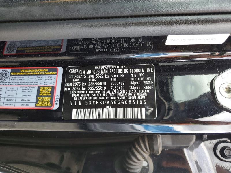 Продажа на аукционе авто 2016 Kia Sorento, vin: 5XYPKDA56GG085196, номер лота: 52377886