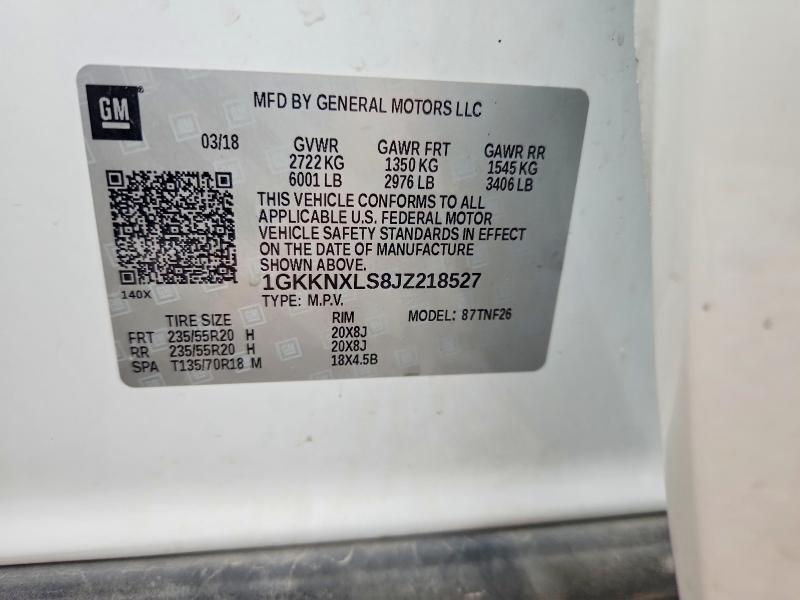 2018 Gmc Acadia მანქანა იყიდება აუქციონზე, vin: 1GKKNXLS8JZ218527, აუქციონის ნომერი: 53581886