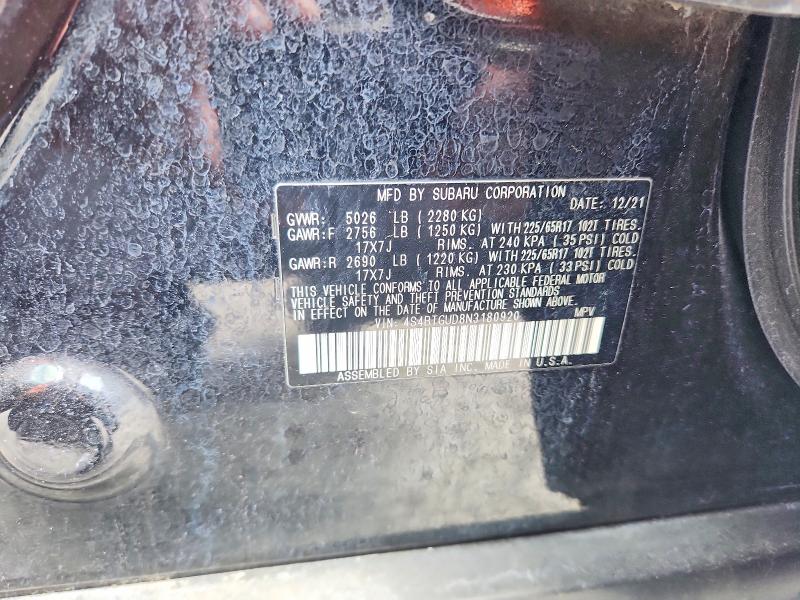 Aukcja sprzedaży 2022 Subaru Outback, vin: 4S4BTGUD8N3180920, numer aukcji: 53056076