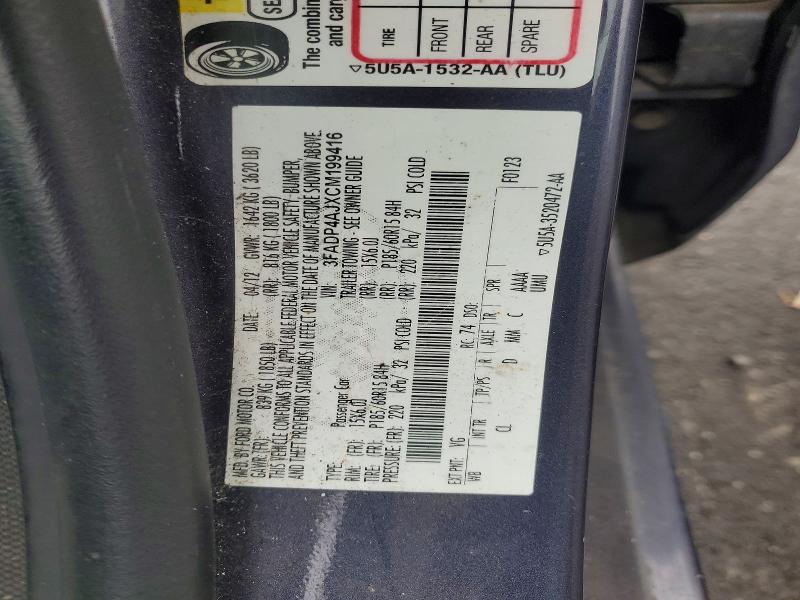 Aukcja sprzedaży 2012 Ford Fiesta, vin: 3FADP4AJXCM199416, numer aukcji: 54404626