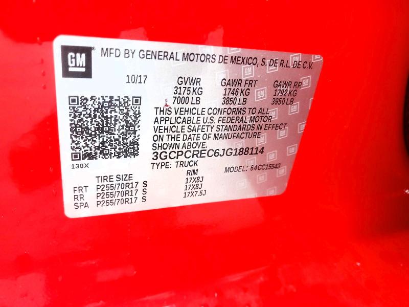 Aukcja sprzedaży 2018 Chevrolet Silverado, vin: 3GCPCREC6JG188114, numer aukcji: 54457386