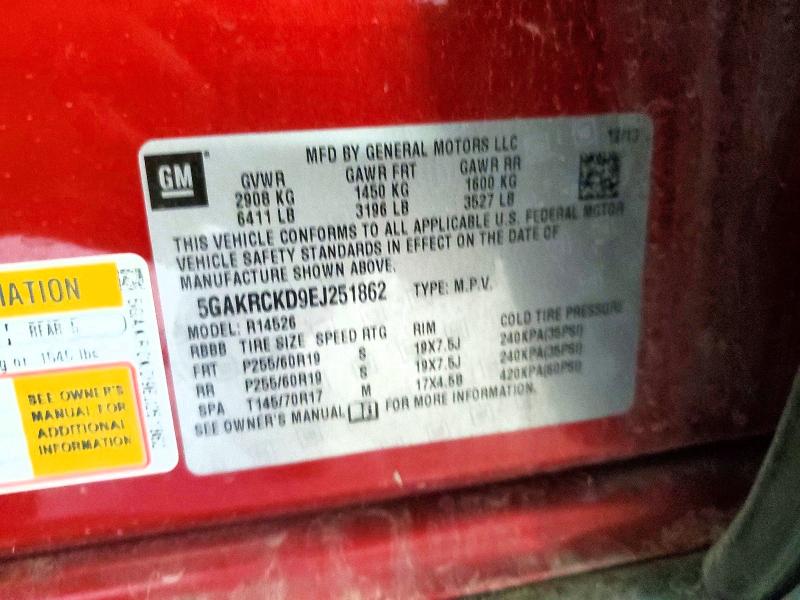 Aukcja sprzedaży 2014 Buick Enclave, vin: 5GAKRCKD9EJ251862, numer aukcji: 51963206