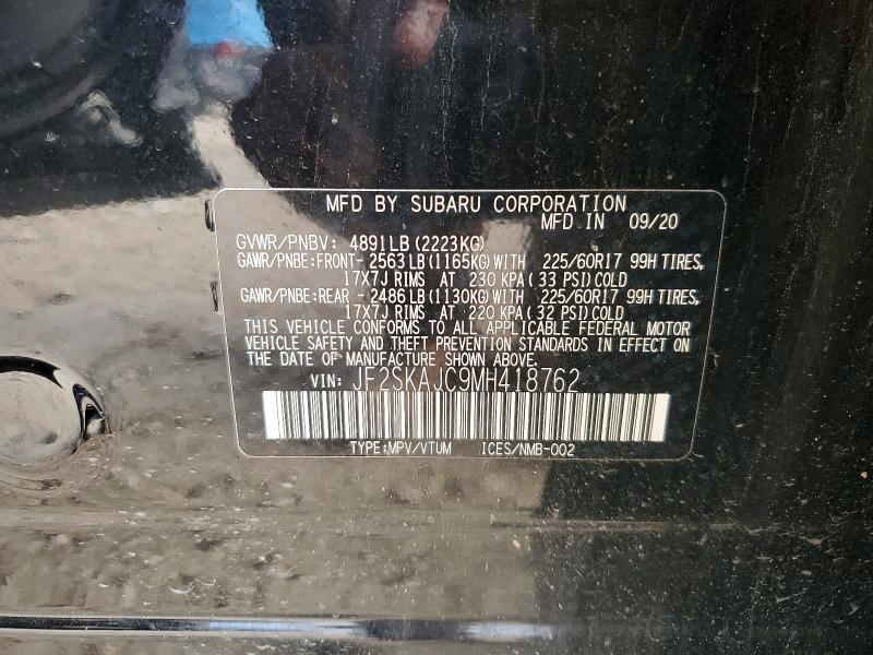 Продажа на аукционе авто 2021 Subaru Forester, vin: JF2SKAJC9MH418762, номер лота: 54455306
