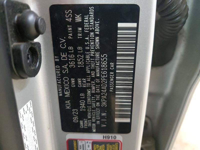 53078366 :رقم المزاد ، 3KPA24AD2PE618655 vin ، 2023 Kia Rio مزاد بيع
