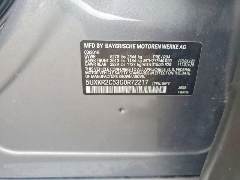 Продажа на аукционе авто 2016 Bmw X5, vin: 5UXKR2C53G0R72217, номер лота: 52576836