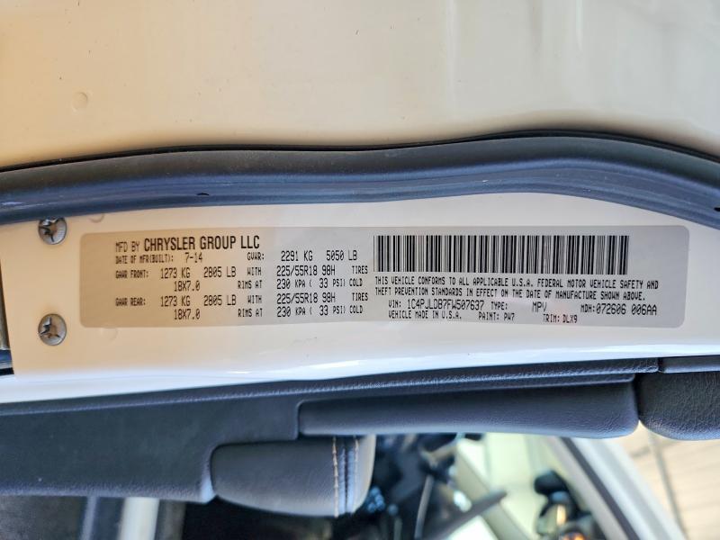 Продажа на аукционе авто 2015 Jeep Cherokee, vin: 1C4PJLDB7FW507637, номер лота: 53641776