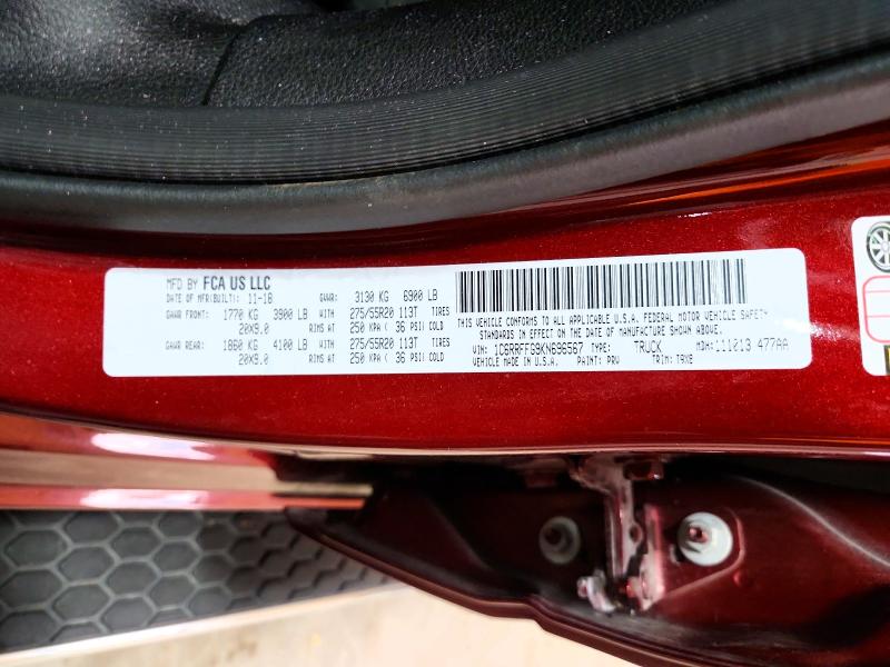 50803566 :رقم المزاد ، 1C6RRFFG9KN696567 vin ، 2019 Ram 1500 مزاد بيع