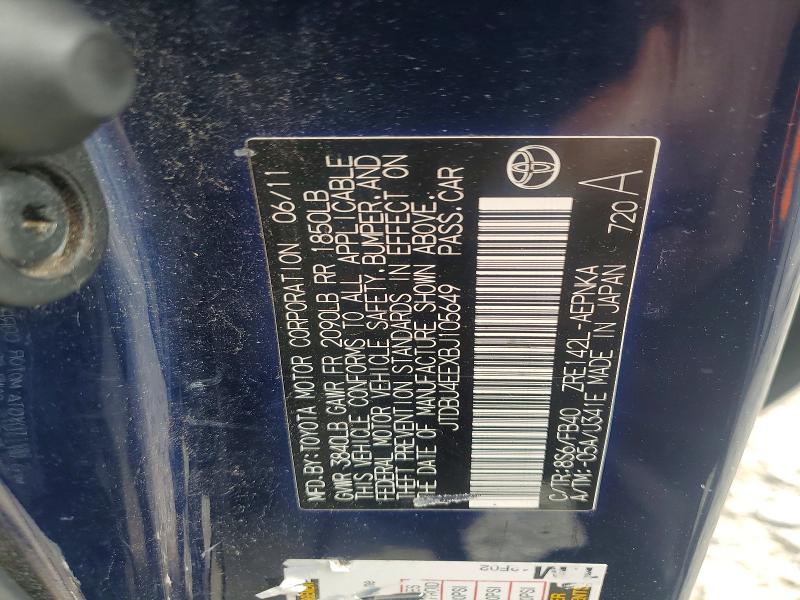 Aukcja sprzedaży 2011 Toyota Corolla, vin: JTDBU4EEXBJ105649, numer aukcji: 41645116