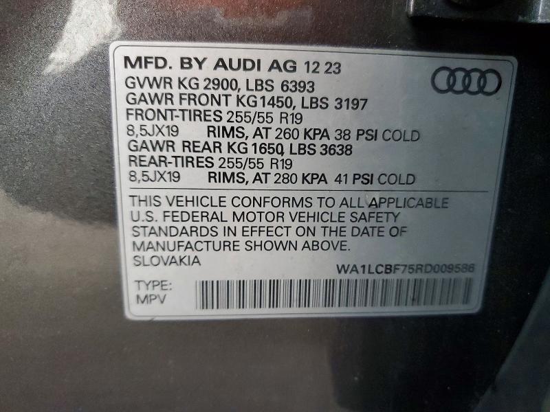 54065176 :رقم المزاد ، WA1LCBF75RD009586 vin ، 2024 Audi Q7 مزاد بيع