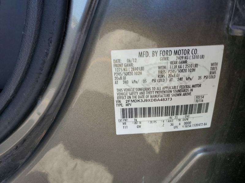 2013 Ford Edge მანქანა იყიდება აუქციონზე, vin: 2FMDK3J9XDBA48373, აუქციონის ნომერი: 53394446