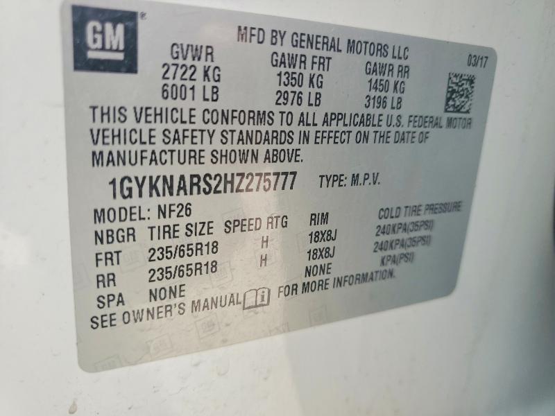 Aukcja sprzedaży 2017 Cadillac Xt5, vin: 1GYKNARS2HZ275777, numer aukcji: 53874456
