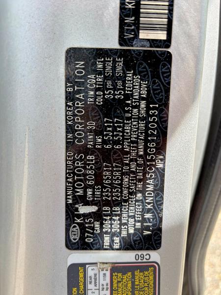 Продаж на аукціоні авто 2016 Kia Sedona, vin: KNDMA5C15G6120531, номер лоту: 54853796