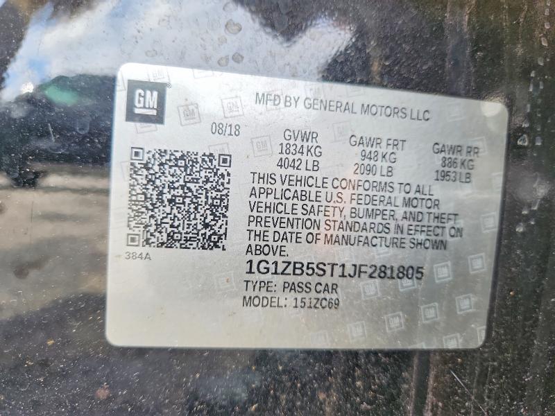 Продаж на аукціоні авто 2018 Chevrolet Malibu, vin: 1G1ZB5ST1JF281805, номер лоту: 55195096