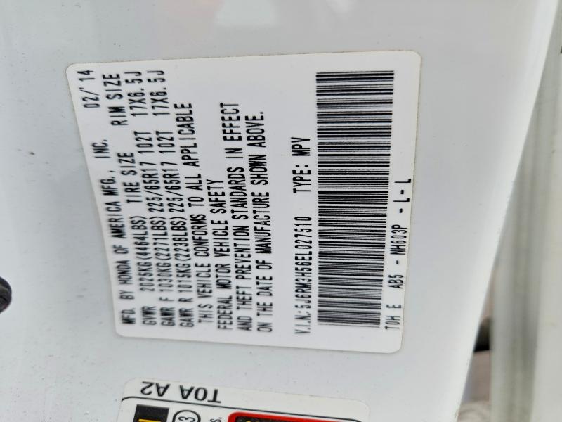 Продаж на аукціоні авто 2014 Honda Cr-v, vin: 5J6RM3H56EL027510, номер лоту: 53049806