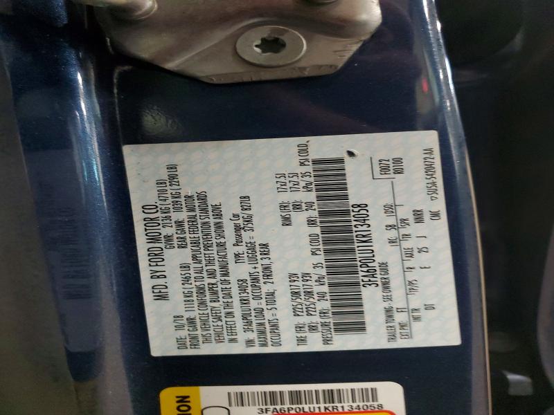 55865706 :رقم المزاد ، 3FA6P0LU1KR134058 vin ، 2019 Ford Fusion مزاد بيع