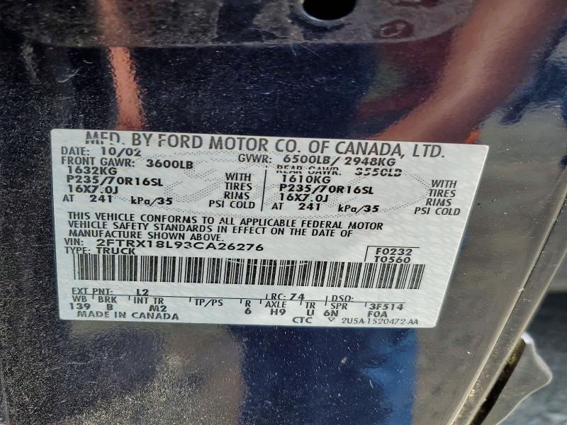 54405636 :رقم المزاد ، 2FTRX18L93CA26276 vin ، 2003 Ford F150 مزاد بيع