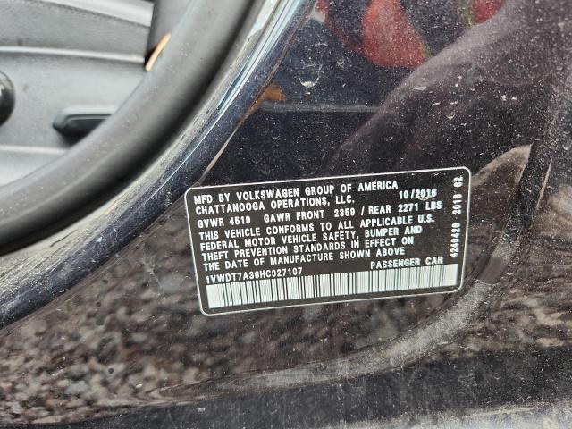 Продажа на аукционе авто 2017 Volkswagen Passat, vin: 1VWDT7A36HC027107, номер лота: 54308976