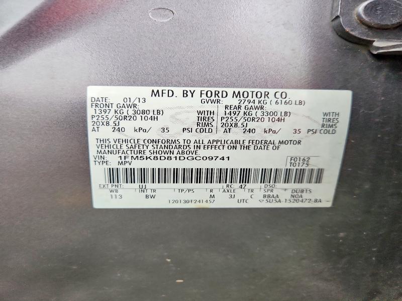 2013 Ford Explorer მანქანა იყიდება აუქციონზე, vin: 1FM5K8D81DGC09741, აუქციონის ნომერი: 52090796