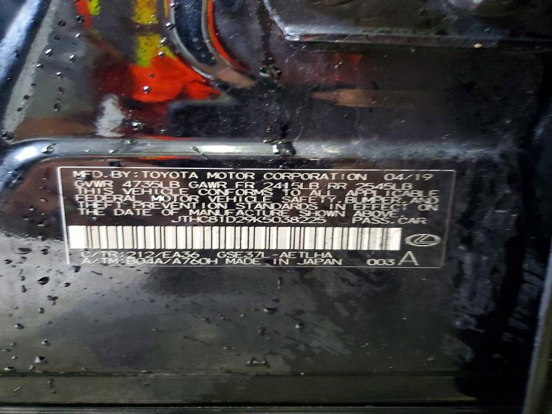 Aukcja sprzedaży 2019 Lexus Is, vin: JTHC81D29K5038225, numer aukcji: 54626946