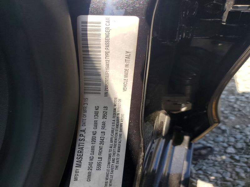 2015 Maserati Ghibli მანქანა იყიდება აუქციონზე, vin: ZAM57RTA0F1154412, აუქციონის ნომერი: 53598986