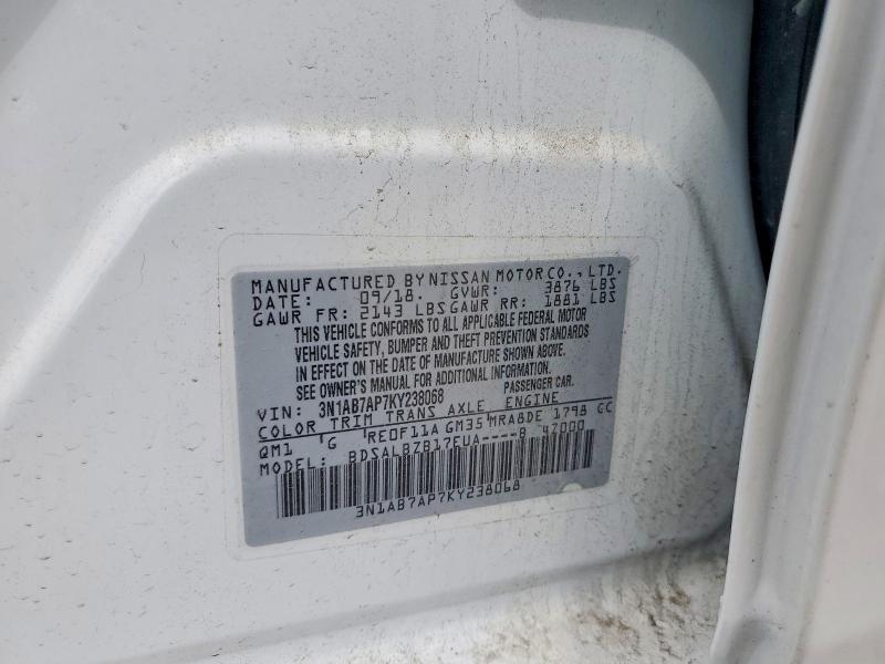 52932926 :رقم المزاد ، 3N1AB7AP7KY238068 vin ، 2019 Nissan Sentra مزاد بيع