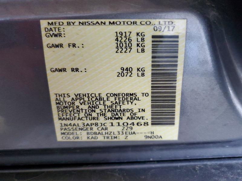 51867476 :رقم المزاد ، 1N4AL3AP8JC110468 vin ، 2018 Nissan Altima مزاد بيع