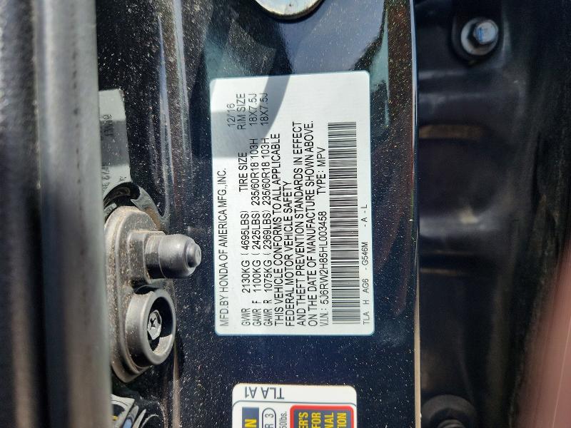 Продаж на аукціоні авто 2017 Honda Cr-v, vin: 5J6RW2H85HL003458, номер лоту: 54610866