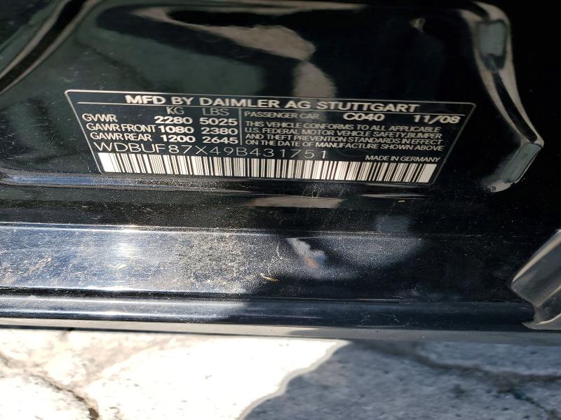 Продажа на аукционе авто 2009 Mercedes-benz E, vin: WDBUF87X49B431751, номер лота: 52855576