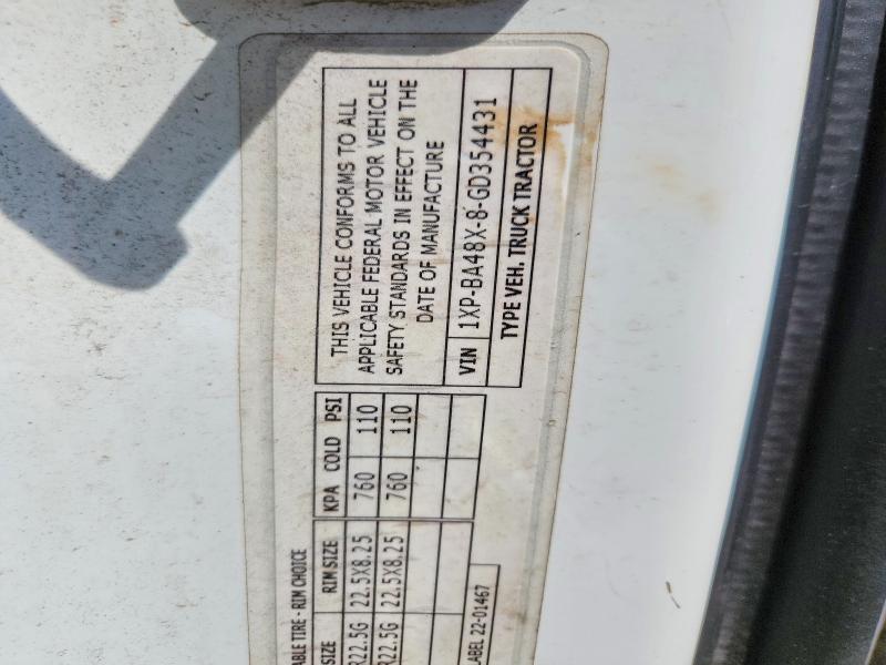 Продажа на аукционе авто 2016 Peterbilt 579, vin: 1XPBA48X8GD354431, номер лота: 53848376