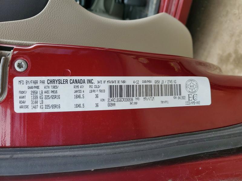 51653866 :رقم المزاد ، 2C4RC1BG6CR336938 vin ، 2012 Chrysler Town & Country مزاد بيع