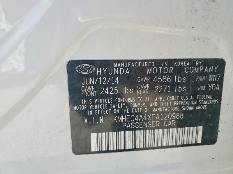 Aukcja sprzedaży 2015 Hyundai Sonata, vin: KMHEC4A4XFA120988, numer aukcji: 52212806