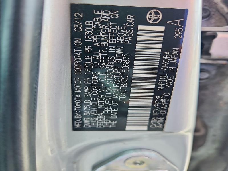 55039936 :رقم المزاد ، JTDKDTB32C1506871 vin ، 2012 Toyota Prius C مزاد بيع