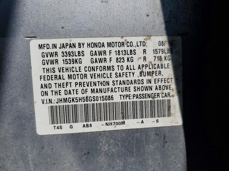 Продаж на аукціоні авто 2016 Honda Fit, vin: JHMGK5H56GS015086, номер лоту: 51991896