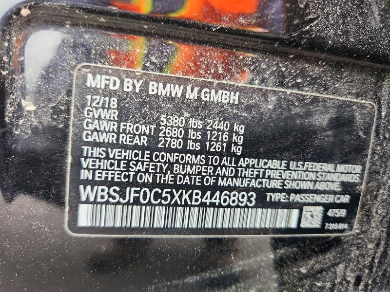 Aukcja sprzedaży 2019 Bmw M5, vin: WBSJF0C5XKB446893, numer aukcji: 53787136