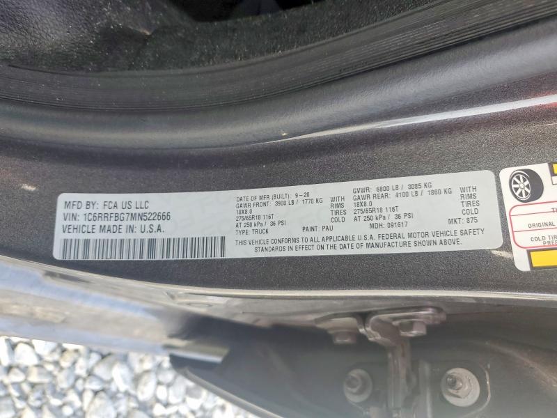 Продаж на аукціоні авто 2021 Ram 1500, vin: 1C6RRFBG7MN522666, номер лоту: 52553446
