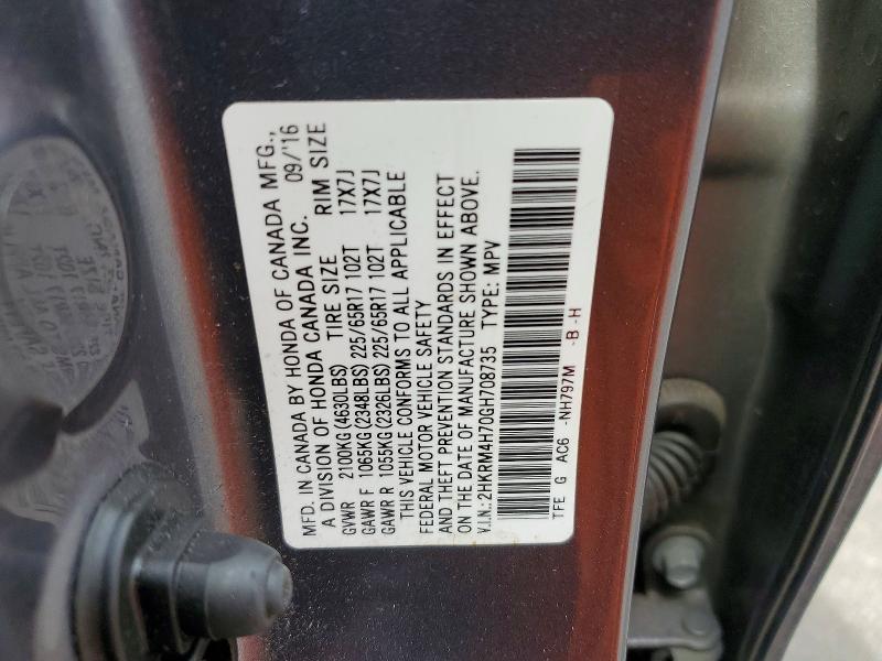 2016 Honda Cr-v მანქანა იყიდება აუქციონზე, vin: 2HKRM4H70GH708735, აუქციონის ნომერი: 53734566