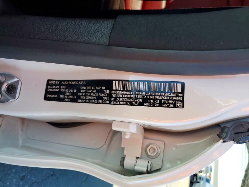 Продажа на аукционе авто 2019 Alfa Romeo Stelvio, vin: ZASPAKBN2K7C49398, номер лота: 53392086