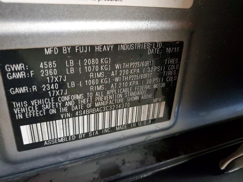 Aukcja sprzedaży 2012 Subaru Outback, vin: 4S4BRBAC3C3214370, numer aukcji: 53689366