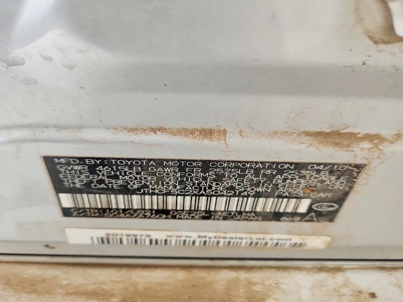 2010 Lexus Is მანქანა იყიდება აუქციონზე, vin: JTHCF5C2XA5042149, აუქციონის ნომერი: 52156226