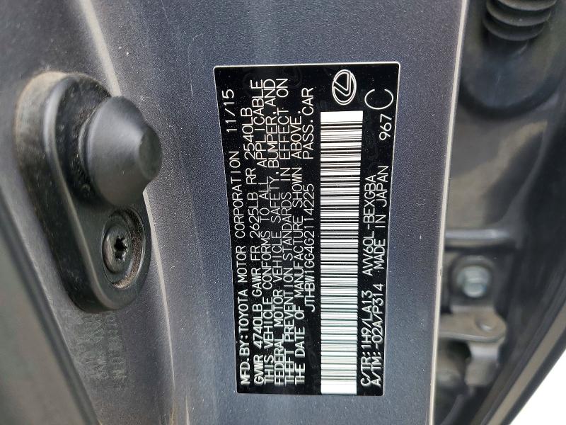 Aukcja sprzedaży 2016 Lexus Es, vin: JTHBW1GG4G2114225, numer aukcji: 52361486
