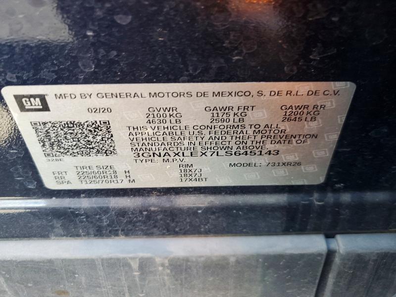 Продажа на аукционе авто 2020 Chevrolet Equinox, vin: 3GNAXLEX7LS645143, номер лота: 52481836