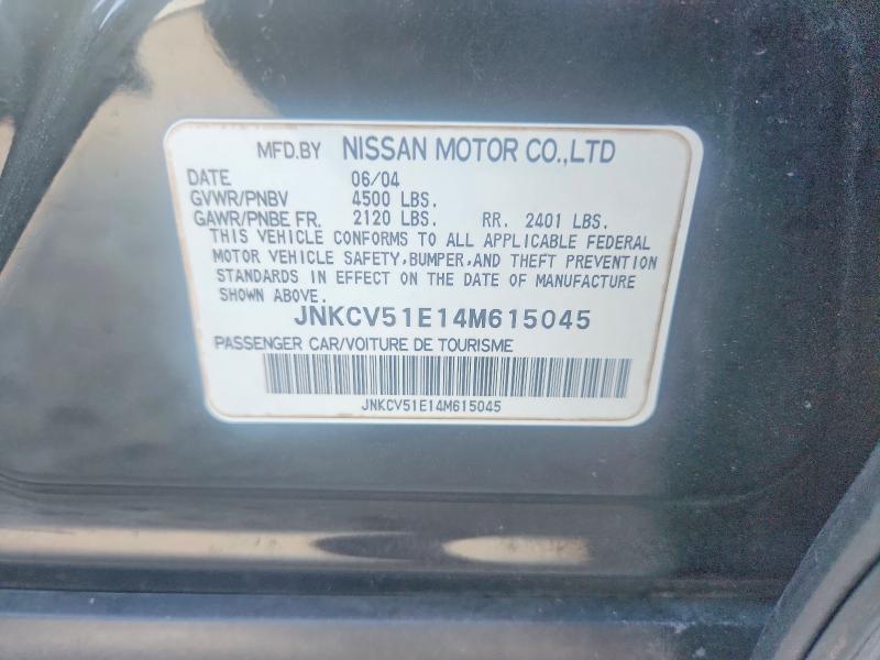 Aukcja sprzedaży 2004 Infiniti G35, vin: JNKCV51E14M615045, numer aukcji: 53780256