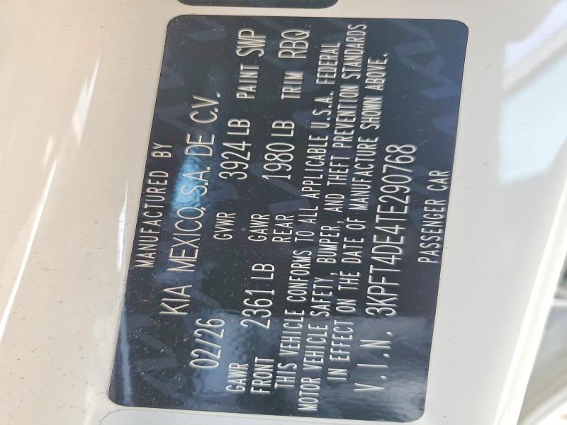53797526 :رقم المزاد ، 3KPFT4DE4TE290768 vin ، 2026 Kia K4 مزاد بيع