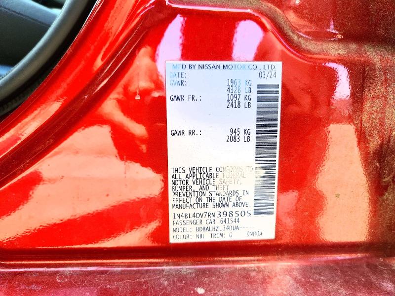 Продажа на аукционе авто 2024 Nissan Altima, vin: 1N4BL4DV7RN398505, номер лота: 52485796
